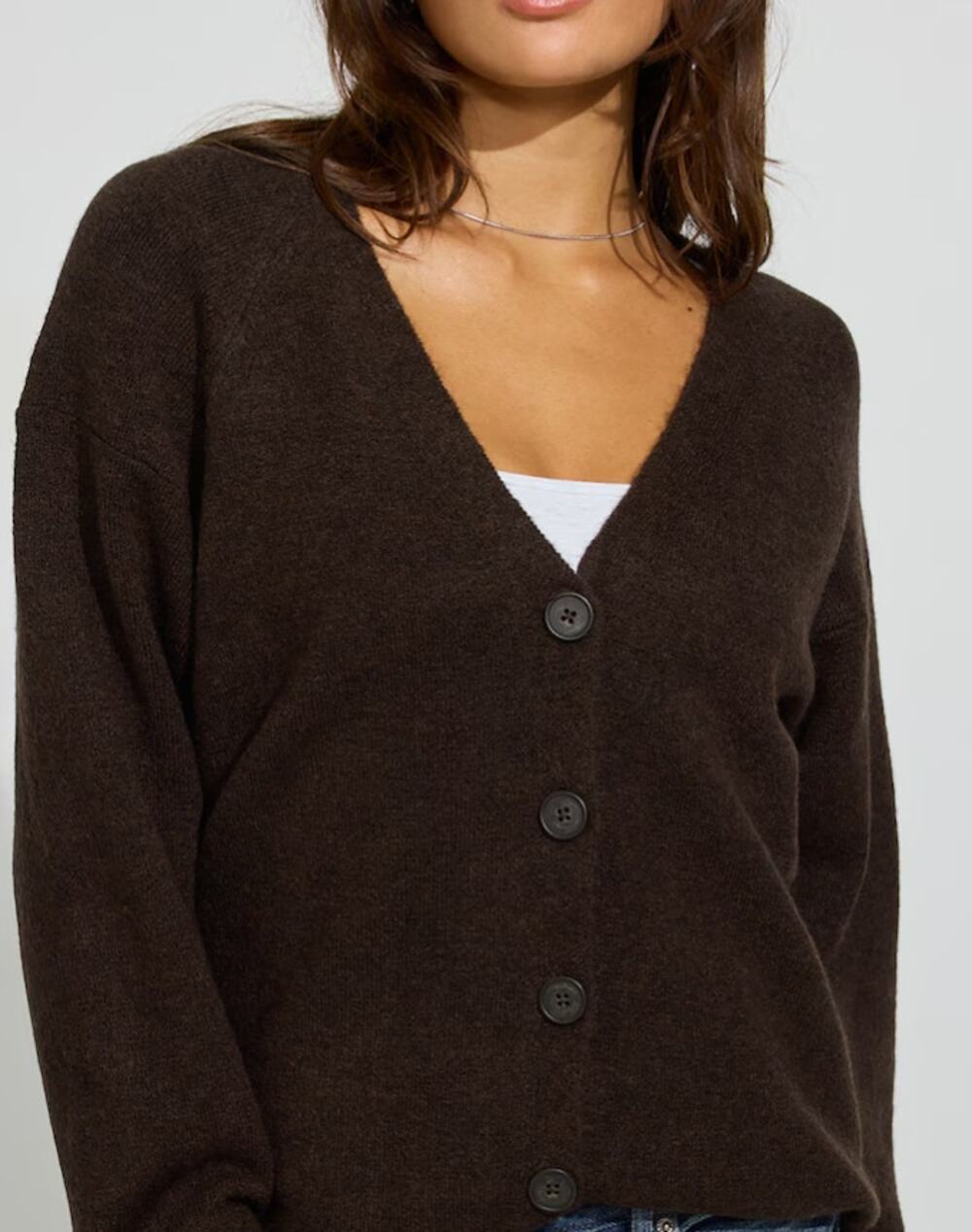 New Garage Spongy Oversized Cardigan, French Roast Melange, Size S/M